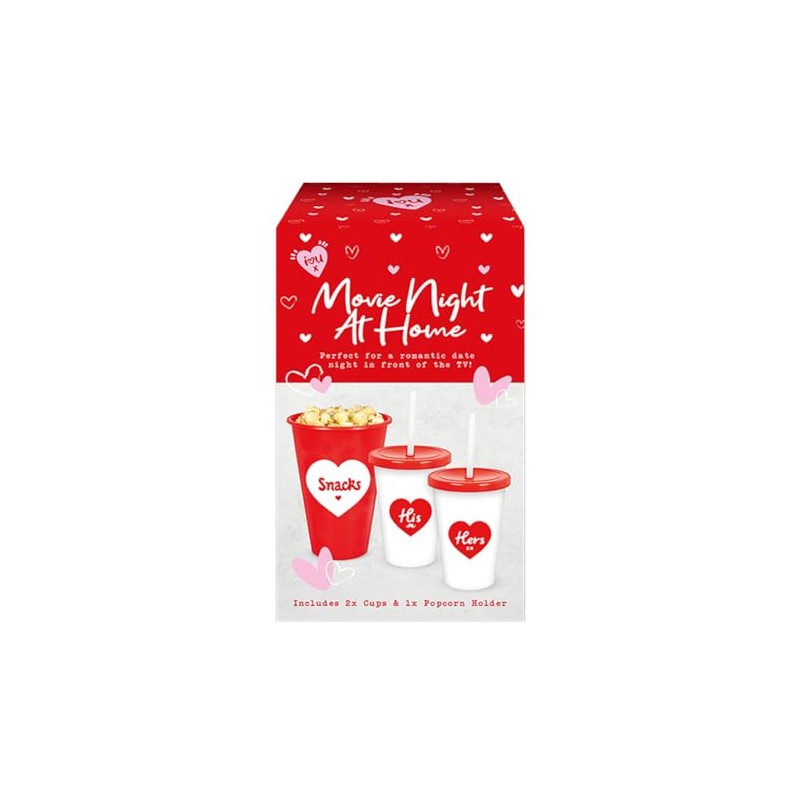 Valentines Movie Night At Home Date Night Set,Re-Usable Popcorn Holder,