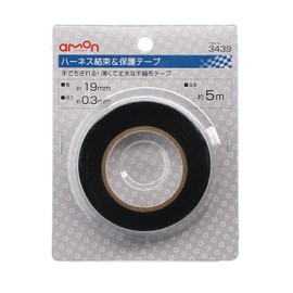 Amon 3439 Harness Binding & Protection Tape, Approx. 0.7 inches (19 mm) x 16.4 ft (5 m), Black
