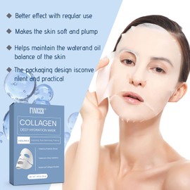 5 Stück Deep Collagen Mask, Kollagen Maske, Collagen Maske Overnight, Kollagen Sheet Mask, Anti-Falten Lifting Gesichtsmaske, Hydrating Anti-Wrinkle, Feuchtigkeitsspendende Gesichtsmaske, Blau