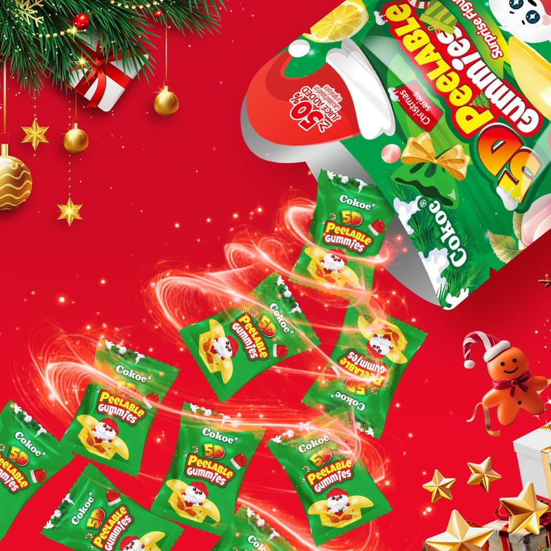 COKOC Christmas 5D Peelable Gummy Candy – Mixed Fruit Flavored