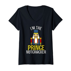 Womens PRINCE Nutcracker Costume Matching Family PJs Gift Christmas V-Neck T-Shirt