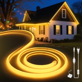 VOEWT - Luces LED de neón de color blanco cálido de 3000 K, 110 pies de 120 V, tira de luces LED de 110 a 120 V, cuerda de neón flexible impermeable para exteriores, para recámara, clóset, cocina