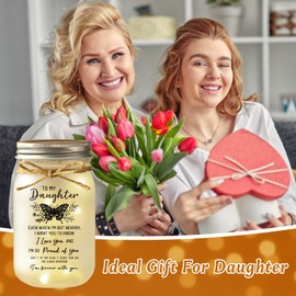 Best Daughter Gifts, Daughter Birthday Gifts from Mum Dad, Mason Jar Night Lights for Daughters, Presents for Daughters on Valentines Day, Mothers Day, Graduation, Thanksgiving, Christmas