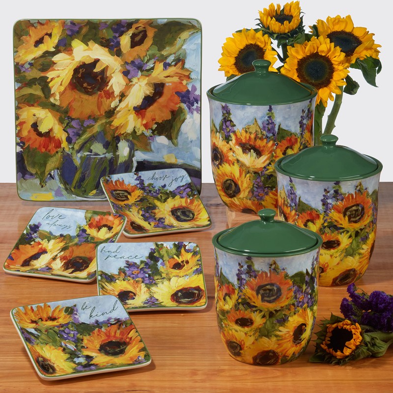 Certified International Sunflower Bouquet Rectangular Platter 16" x 12", Large,