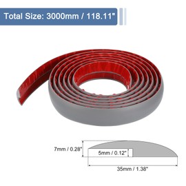 uxcell Floor Transition Strip 10ft Self Adhesive Carpet Transition Edging Trim Strip 3 Meter PVC Floor Strip for Height Less Than 5mm, Gray