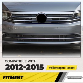 KUAFU Front Bumper Lower Grille Compatible with 2012-2015 Volkswagen Passat Replacement for 5618536779B9 VW1036126 Bumper Grill Black+Silvery