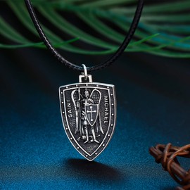 St Michael Necklace Sterling Silver Pendant for Men Women, Archangel Protect Angel Guardian Saint Michael Amulet Shield Protection Pendant Unique Jewelry Gift, St. Michael Medal Pendant
