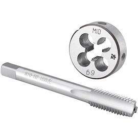 Burkit M10 X 1.5 Tap and Die Set Left Hand, M10 x 1.5 Machine Thread Tap and Round Die