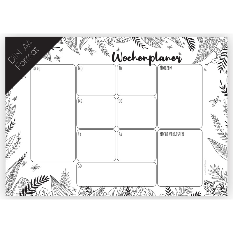 Friendly Fox Weekly Planner Pad Jungle, 1 x DIN A4
