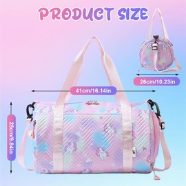 Unicorn Yoga Bag, Sports Bag Girls Women Children, Waterproof Gym Bag, Travel Bag, Gym Bag, Swimming Bag, Training Bag with Shoe Compartment & Wet Compartment, Hand Luggage for Fitness, Travel, Sports