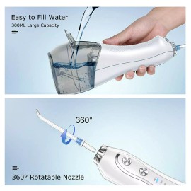 Mueasy Cordless Water Flosser Dental Oral Irrigator Travel Teeth Cleaner 8 Jet Tips