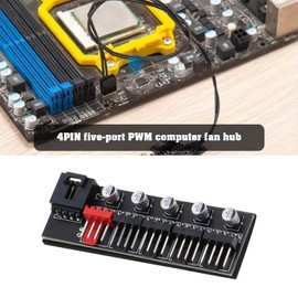 eMagTech 2pcs 5 Port PWM Fan Hub Splitter Speed Controller Adapter PC Fan Motherboard Cable or 4 Pin PWM Cooler Cooling Fan Computer Cables Connectors