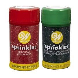WILTON SPRINKLES RED & GREEN SANDING SUGAR 3.25oz Holiday Baking & Decorations
