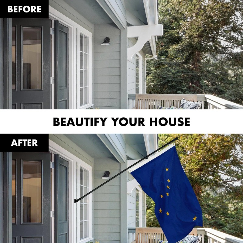 UD_G128 Combo Pack: 5 Ft Tangle Free Spinning Flagpole (Black)