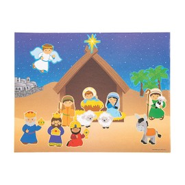 Fun Express - Dyo Nativity Sticker Scene for Christmas - Stationery - Stickers - Make - A - Scene (Lrg) - Christmas - 12 Pieces
