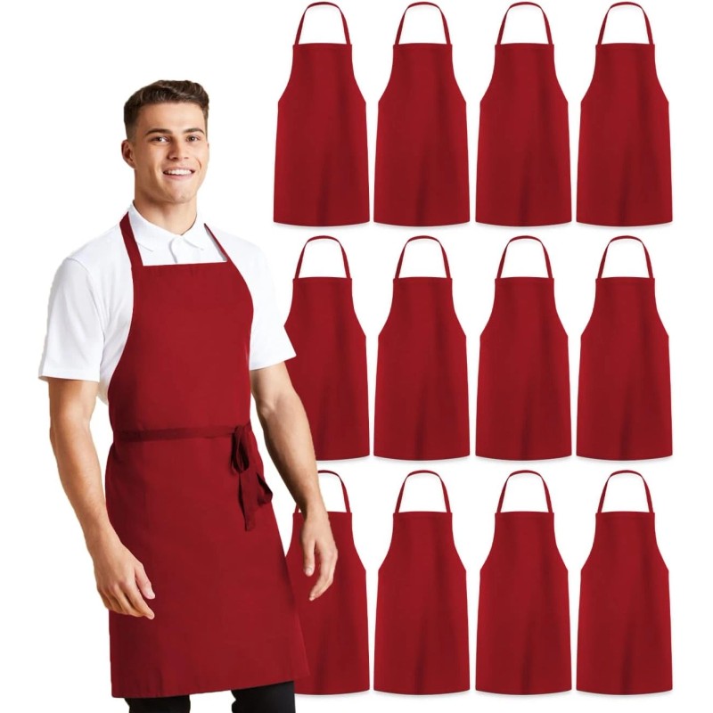 Avalon Textile 12 Pack Bulk Unisex Bib Aprons Perfect Kitchen