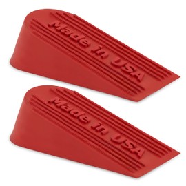 Large Rubber Door Stopper Made in USA - Door Stop Wedge for Carpet, Tile, or Concrete Floor, Door stoppers for Bottom of Door -Heavy Duty for Commercial & Home Use - 6.5 x 2.75 x 1.9 Inches Red 2PK