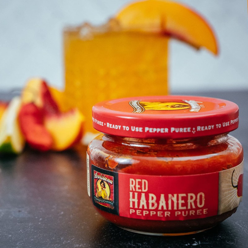 Louisiana Pepper Exchange Red Habanero Pepper Puree Sauce Salsa, Super