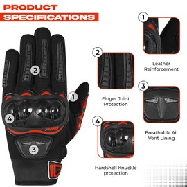 WFX Motorbike Gloves for Men and Women Heavy Duty Water Resistant Winter Motorcycle Gloves Full Finger Touchscreen Racing Gloves for Motocross Road Racing Riding Cycling Climbing (Black, XL)