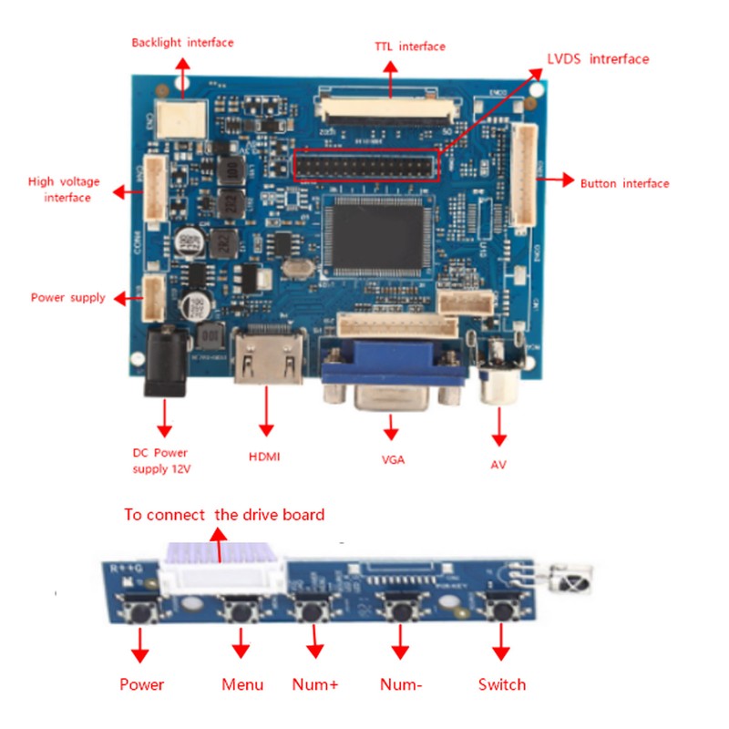 7 Inch LCD TFT Display 1024*600 HDMI VGA Monitor Screen