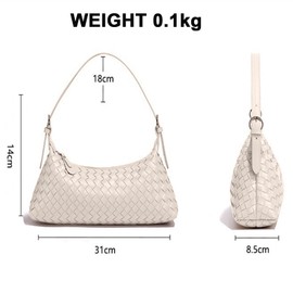 Women Handbags Woven Crossbody Tote Bag for Women Small Hand Bag Shoulder Bag Vegan Leather Hobo Purse Clutch Small Bag White