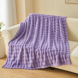 NEWCOSPLAY Throw Blanket for Couch Lavender Super Soft Flannel Fleece 3D Bubble Lightweight Bed Blanket All Season Use (Lavender, Throw(50"x60"))