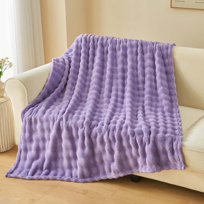 NEWCOSPLAY Throw Blanket for Couch Lavender Super Soft Flannel Fleece