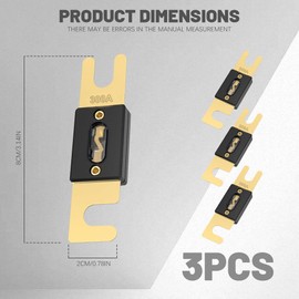 3PCS 300 Amp 32 VDC ANL Blade Fuse for Marine Car Vehicle Audio and Video System, Universal Car Accessories Gold-Plated ANL Fuses Replacement for Inverters and Other Current Applicationsm (300A-3pcs)