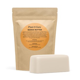 Plant Guru- Barra de 1 lb de mantequilla de mango cruda, 100% pura, natural y sin refinar, ideal para el crecimiento de la piel y el cabello. Jabón casero
