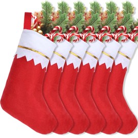 AMAZING TIME 20Pcs 17" Felt Christmas Stocking Bulk, Red Christmas Socks Bulk with White Cuff Golden Trim, Christmas Hanging Ornaments Xmas Decoration for Mantel Door Window Holiday Home Décor