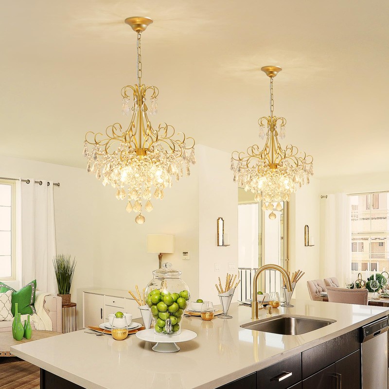 WUZUPS Crystal Chandelier 5-Light Pendant Ceiling Light Modern Lighting Fixture