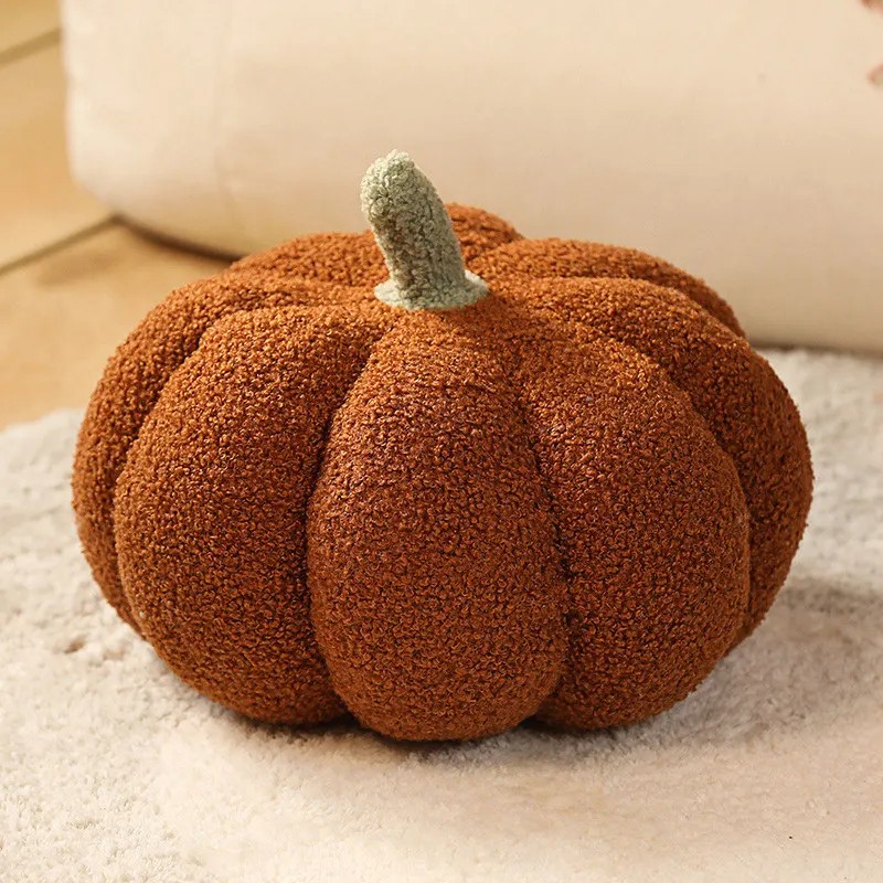 Plush Pumpkin Throw Pillow - Soft Cozy Nordic-Style Decorative Cushion