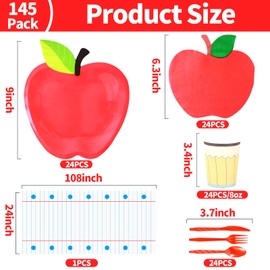 Back to School Party Supplies 145Pcs for 24 - Plates Cups Napkins Set
