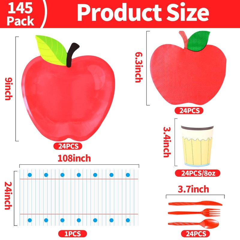 Back to School Party Supplies 145Pcs for 24 - Plates