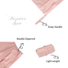 ALVABABY 3 bolsas de pañales de tela para bebé, impermeables, reutilizables con dos bolsillos, viajes, playa, piscina, guardería, artículos de bebé sucios, yoga, bolsa de gimnasio para trajes de baño o ropa húmeda (3 piezas en SML, rosa) 3L-B19