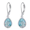 CRMAD Larimar Leverback Earrings Sterling Silver Teardrop Filigree Dangle Drop
