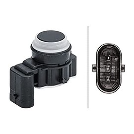 HELLA 6PX 358 141-361 Sensor, Parking Aid - Angled - 3-Pin - Plucked - Paintable - with Mounting Ring
