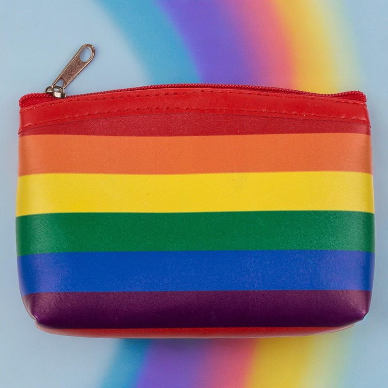 MIJOMA Rainbow Stripe Mini Purse Pride Faux Leather 13x9cm Zip