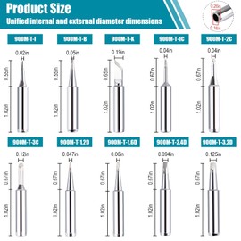 Dzxin Soldering Iron Tips, 10 Pcs 900M Soldering Iron Tips Lead Free Premium Soldering Tips, Compatible with HAKKO, Atten, Quick, Aoyue, Yihua, Vastar, and Major (Silver)