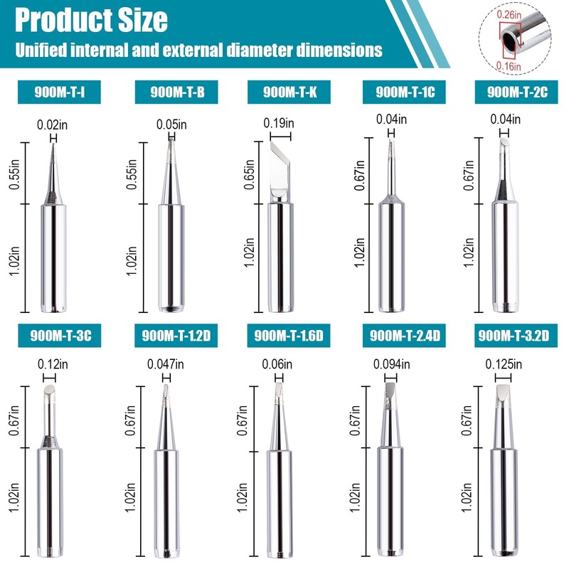 Dzxin Soldering Iron Tips, 10 Pcs 900M Soldering Iron Tips