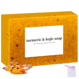 Lemon Turmeric Kojic Soap, Honey Glow Lemon Turmeric Kojic Soap Bar, Organic Turmeric Soap for Face and Body, Skin Care Soap for All Skin Types, Deep Cleansing Moisturizing:_A piece of soap