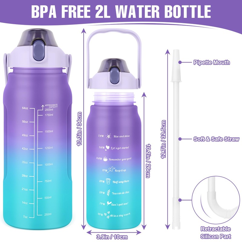 KETIEE Water Bottle 2L 2 Litre Water Bottle 2 Litres