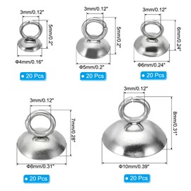 PATIKIL Bead Caps, Pack of 100 Bead Caps Pendant Beads End Caps Charm Jewellery Caps with Stainless Steel Loop for Jewellery Making DIY Necklace Earrings Bracelet Bead, Silver