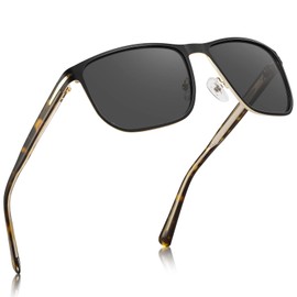 CARFIA Square Polarized Sunglasses for Men UV400 Protection Wide Metal Frame Driving Golf Glasses