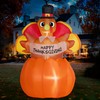 JOIEDOMI 6FT Thanksgiving Inflatables Turkey on Pumpkin Outdoor Decorations, Light