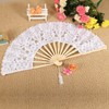 Cotton Lace Folding Parasol and Hand Fan Set for Wedding