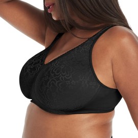 Playtex 18-Hour Ultimate Lift Wireless Bra, Wirefree Bra with Support, Full-Coverage Wireless Bra for Everyday Comfort, Black, 44B