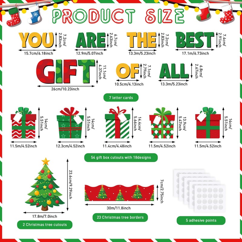 Moinchore 86 Pcs Christmas Bulletin Board with Christmas Tree Borders