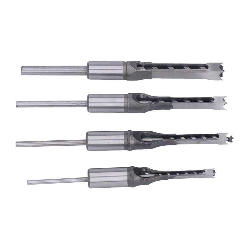 4PCS Woodworking Square Drill Bits Set HSS Wear Resistant 1/4in