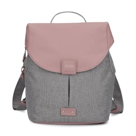 Zwei Olli OR8 Women's City Backpack Small Backpack 5 Litre Leather Look Vintage Style Robust Durable Water Resistant Main Compartment with Zip, Powder Pink, Unit size